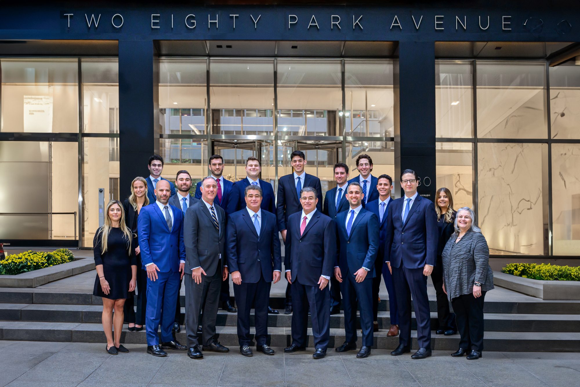 team photo on outdoor steps